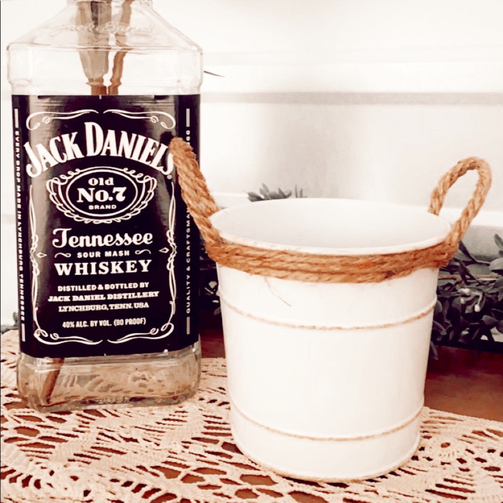 Vintage Rustic White Bucket Pencil Holder